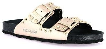 GRUNLAND Sara CB0737 Platino Ciabatte Donna Anatomiche Fibbie Borchie re-Soft 40