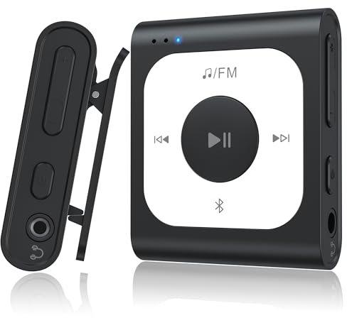 AGPTEK 64GB Reproductor MP3 con Bluetooth 5.3, A53PL MP3 Portátil Música - con Radio FM, Función Shuffle, Sin Necesidad de Teléfono, Mini Player Deportes (Negro)