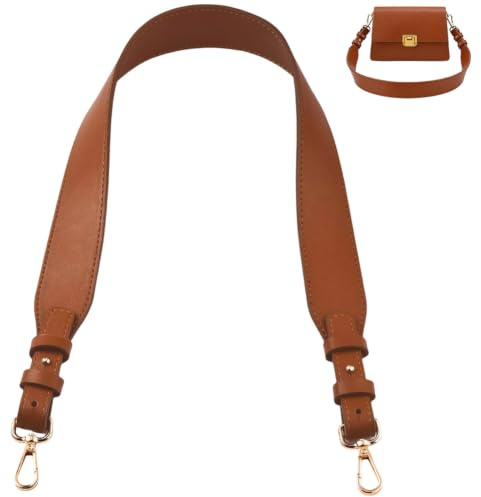 CALFOVERA 1 tum bred PU läder väskrem 2 tum lång svart PU-läder korsade axelrem handväska handtag ersättning med legeringsklämmor för kvinnor axelväska gör-det-själv material, BRUN, 78cm x 3.8cm x