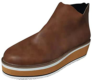 Generisch 2026 Botines Mujer Tamaño Cuña Botas Color Del Tacón Lado Plataforma Sólida Moda Plus Cremallera Botas Mujer, marrón, 39 EU