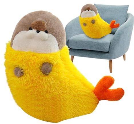 Générique Peluche Phoque,Collection Mignonne à Câliner - Oreiller en Peluche de Phoque Crevette Frite,pour Collectionneurs Garçons Filles Chambre Salle de Jeux Canapé Maison Anniversaire