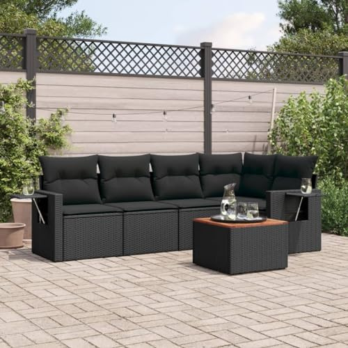 QZZCED Set di divani da giardino con tavolino pieghevole in rattan PE resistente e cuscini lavabili per terrazza o patio, mobili da esterno modulari e durevoli