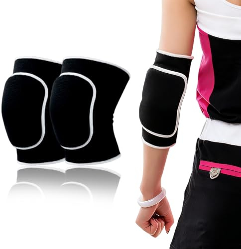 2 PZ coderas con acolchado de esponja gruesa, soporte para tendinitis, coderas de voleibol de compresión, coderas transpirables con esponja gruesa, correa de apoyo para adolescentes, hombres y mujeres