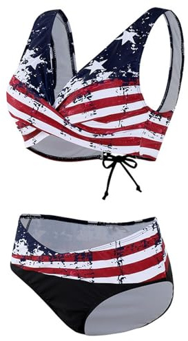 Traje De Baño Mujer Talla Grande Bikini Sexy Bikini Multicolor con Arosoíris Divididas para Mujer con Relleno Tipo Bustier Talla Grande Bañador Negro Reductor (Red L)