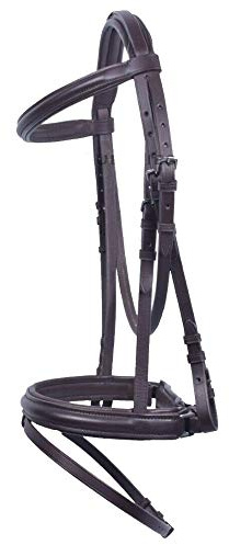 Astile Equine Leather Comfort Horse Bridle Padded With Free Rubber Reins Dressage (COB, BROWN)