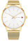 Tommy Hilfiger Analog Quarzuhr für Damen mit Gelbgoldfarbenes Edelstahl-Mesh-Gliederarmband - 1782245