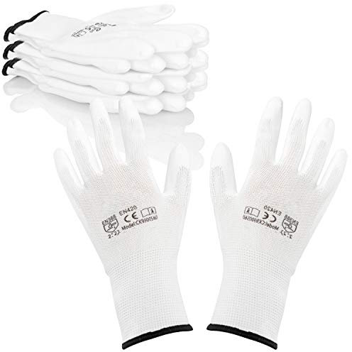com-four® 4x Paar Schutzhandschuhe für Arbeit und Garten - Weiße Arbeitshandschuhe Gr. XL - Handschuhe nach DIN EN 338 für Maler, Mechaniker, Monteure und Heimwerker