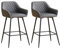 AINPECCA Bar stools Set of 2 Dark Gray Faux Leather Upholstered Seat with Backrest & Armrest Black Metal Legs Counter Breakfast Chairs Kitchen