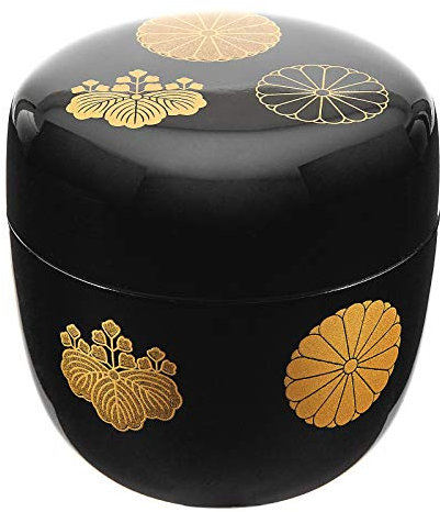 Japanische Matcha Teedose NATSUME für Matchapulver Schwarz Gold hergestellt in Japan Ø 6,7 cm H.6,7 cm für ca. 40g Matcha