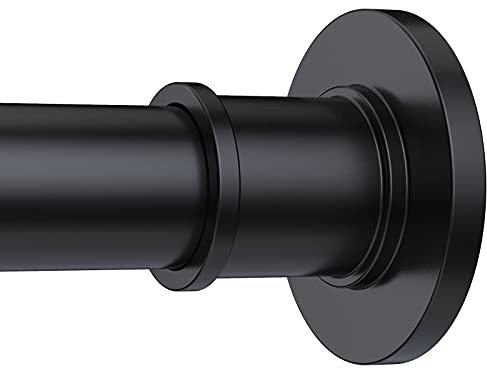 BRIOFOX Industrial Shower Curtain Rod - Rustproof Non-Slip 43-72 Inch Stainless Steel Tension Curtain Rod for Window or Bathroom, Matte Black