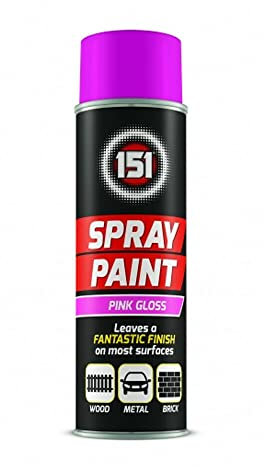 Swiss Signature 1 x 151 Pink Gloss Multi-Purpose Spray Paint 250ml / 1x Pair of Disposable Gloves for Metal, Wood, Plastic, Walls, Aerosol Spray with Perfect Finish