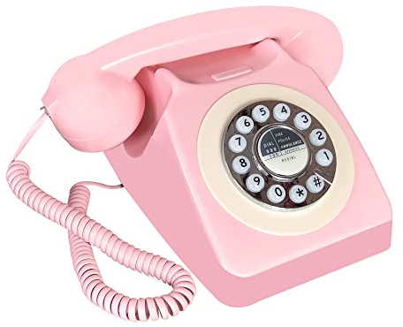 Corded Retro Phone, TelPal Vintage Old Phones, Classic 1930's Antique Landline Phones for Home & Office Decor, Novelty Hotel Telephone with Redial