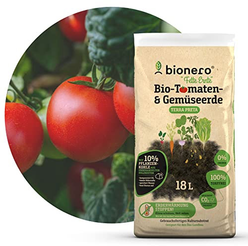 bionero® Bio-Tomaten-& Gemüseerde Fette Ernte 18 l Tomatenerde, torffrei, Gewächshauserde für Gemüsebeet