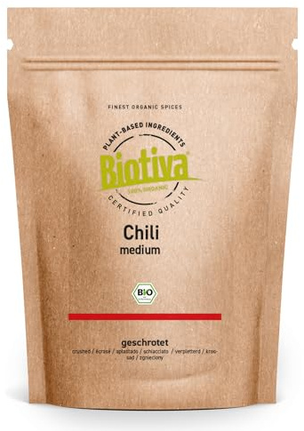 Biotiva Chili Bio marken - kajennpeppar 100g - finmalda pulver (cayenne, paprika cayennense) - brinnande varm chilipulver - Butelj och kontrolleras i Tyskland (DE-ECO-005)