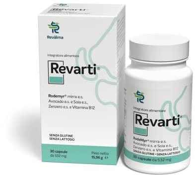 Revalma Revarti 30 Capsule - Integratore Alimentare 30 Capsule a Base di RodeMyr mirra e.s., Avocado e.s., Zenzenzero e.s., Vitamina B12 - Benessere delle Articolazioni