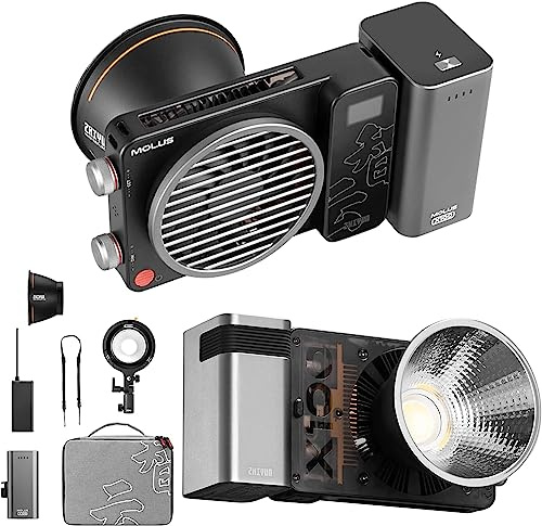 Zhiyun Molus X100 Combo 100W Video Light,Lampe Vidéo LED Bi-Couleur,Lampe LED de Poche 385g,2700K-6500K CRI 95+ TLCI 97+w/Detachable Grip Battery,Contrôle de l'application Bluetooth, Spot de Studio