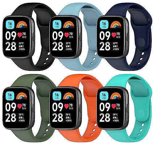 BDIG 6 Piezas Correa Compatible con Xiaomi Redmi Watch 3 Active Mujer Hombre, Pulsera Suave Silicona Deportiva