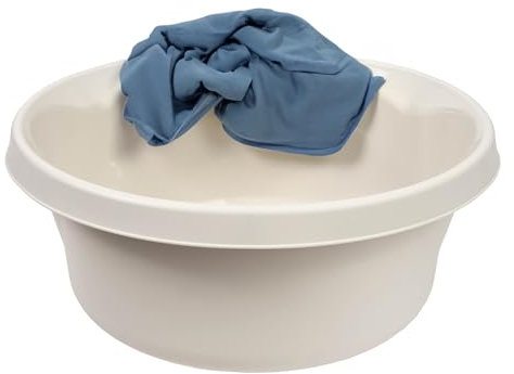 KADAX Cuenco de plástico mate, cuenco de plástico, cuenco redondo, cuenco resistente, cuenco de agua doméstico para baño, bañera multiusos (crema, 14 L)