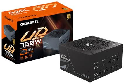 Gigabyte UD750GM PG5 80 Plus Gold Fully Modular 750w PCIe 5.0 Power Supply Unit, ATX 3.0, 12VHPWR GPU Connector, Flat Cables, 5 Year Warranty
