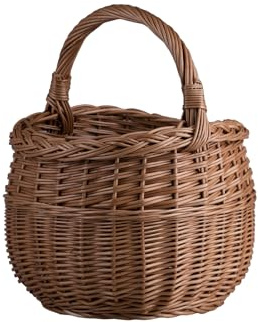 e-wicker24 Alles aus Weide Rund korg med handtag, varukorg, korg för alla tillfällen, korgkorg, serveringskorg, uppsamlingskorg