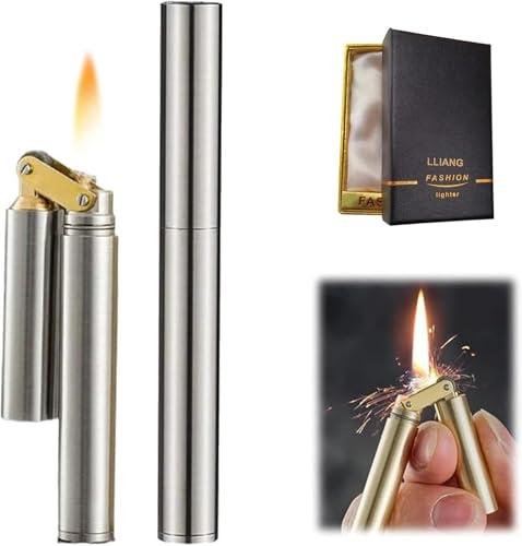 lighter Accendino retrò accendini, cherosene accendini rame, ottone frontespizio dozzine di armi da fuoco, applicabili agli uomini, padre, marito, e barche, barche con confezioni regalo (d’argento)