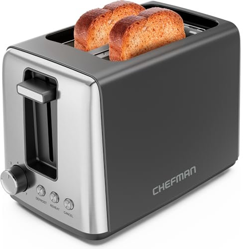 Tostapane Chefman a 2 strati, 7 gradazioni, 3 modalità di cottura, vassoio raccoglibriciole rimovibile, tostapane per toast farciti e bagel, scongelamento, annullamento, perfetto per dolci – Nero