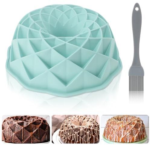 GOTDYBST Cake Tin with Brush, Cake Tin Non-Stick, Silicone Cake Moulds for Baking - Easy to Clean, Silicone Moulds for Cakes, Jelly, Gelatin, Bread (23 Cm in Diameter)