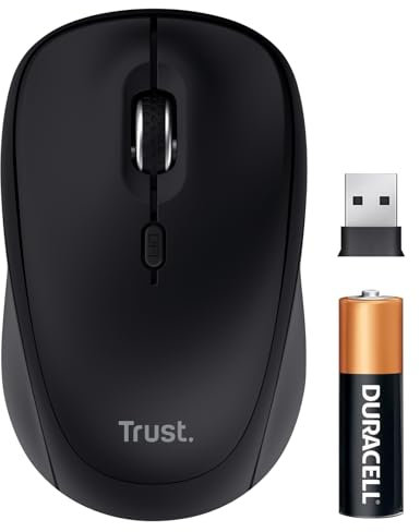 Trust Yuki Leise Funkmaus Bluetooth + 2.4GHz, Kompakte Mehrgeräte Kabellose Maus mit Batterie für Rechts- und Linkshänder, 75% Recyclingkunststoff, Bluetooth Maus Laptop PC iOS Android Mac