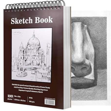 NVGFTG Skizzenbuch A4 Sketchbook Skizzenblock mit Spiralbindung - 200 Seiten/100 Blatt - 100 g/m² Zeichenblock Skizzenpapier Zum Zeichnen Malblock Zeichenpapier für Künstler