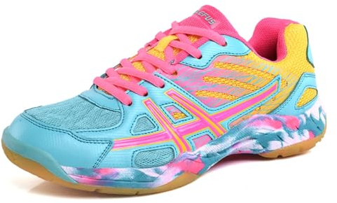 sekiueo Zapatillas De Bádminton Hombre Tenis para Niños Pickleball Deportivas Ligeras Antideslizantes para Cancha De Squash En Interiores,Rosado,36 EU