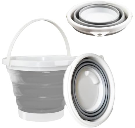 Qcdou Collapsible Bucket, 3L Plastic Portable Foldable, Small, with Handle, Cleaning Mop Car Wash, Space Saving, Water Bucket for Fishing, Camping, Travelling(B)