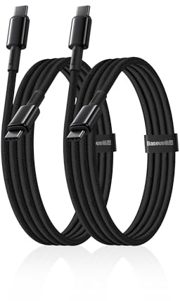 Baseus Cavo da USB C a USB C, 100W [1m + 1m] cavo di ricarica rapida di tipo C per iPhone 17 16, 15, 14, 13 12 Pro, Galaxy S25, S24, S23, Ultra, MacBook, iPad Pro