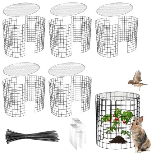 Cage à Plantes Contre Animaux, 42.8 x 33cm Grillage de Protection pour Plantes Fleurs légumes avec Couvercle, Protection Plantes Arbustes et Légumes Contre Les Animaux (5 Pack)