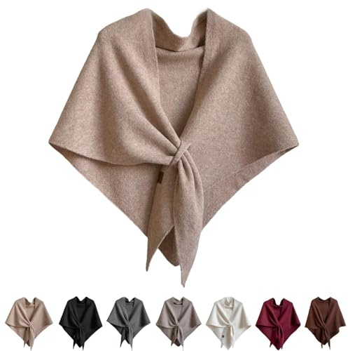 Pashmina Shawls and Wraps for Women UK Wool Knitted Cashmere Ponchos Capes Solid Color Open Front Shawl Cardigans Ladies Soft Scarfs Comfortable Shoulder Sweater Tops Party Daily Wear