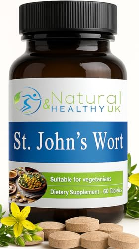 St John's Wort 1000mg - 60 Tablets - Suitable for Vegans - Natural & Healthy UK - Food Supplement