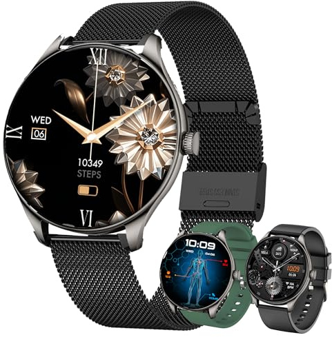 MYSHUN Smartwatch Uomo and Smartwatch Donna Chiamata Bluetooth e Risposta Vivavoce, 100+ Modalità Sport Notifiche Messaggi Orologio Fitness Tracker per Android iOS (Nero)