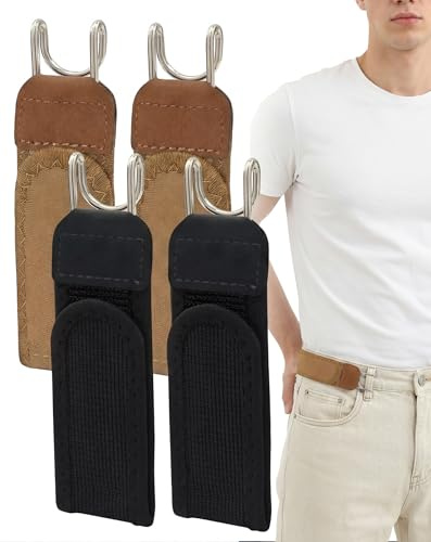 JTENGYAO 4 Pack No Buckle Belts for Men Women | Buckle-Free Elastic Waist Belt, Adjustable Invisible Stretch Belt for Jeans, Pants, Work, Casual & Daily Wear