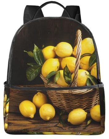 LRHCNZDCP Sac à dos d'école, sac à dos pour ordinateur portable, élégant, léger, sac à dos de voyage pour enfants, garçons et filles, Un panier de citrons, One Size, Sac à dos daypack