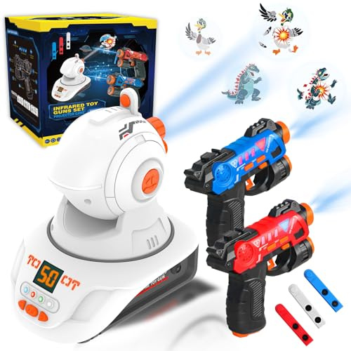 HISTOYE Mini Laser Tag Guns Set of 2 with Projector Laser Gun Shooting Games for Kids Lazer Tag Wall Projector Game Birthday Toys for 6 7 8 9 10 11 12+ Year Old Boys Girls Gifts