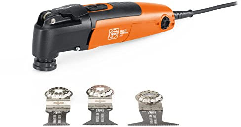 FEIN Multimaster MM 300 Plus Start, Utensile multifunzione con set accessori per taglio legno, metalli, cartongesso e plastica, Attacco portautensile StarlockPlus, Sistema serraggio rapido