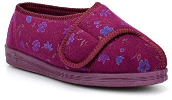 Womens Extra Wide Slippers EEEE Width 4E Super Wide 6 UK Maroon