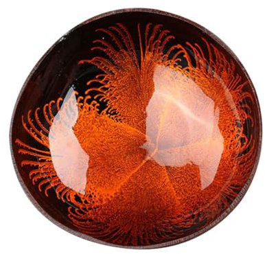 Natural Coconut Shell Storage Bowl for Keys Candy Nuts & Fruits - Decorative Entryway Table Organizer (Red 5.9 in)