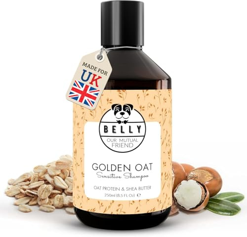 BELLY - Shampoo per Cani con Dermatite, Prurito e Forfora - Con Farina d’Avena Lenitiva - Shampoo per Cani Pelo Lungo e Corto - Adatto a Cuccioli e Adulti - 250ml - Made in Germany