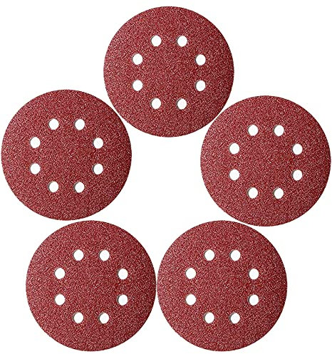 50 Pcs 125mm Sanding Discs Pads, Premium 8 Hole 60 Grit Hook and Loop Sandpaper Sheet for Random Orbital Sander.