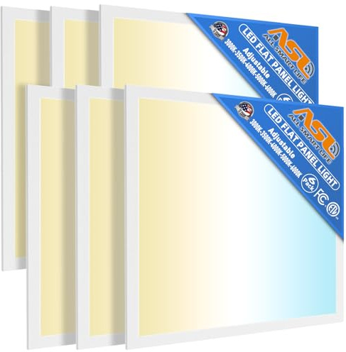 Allsmartlife 2x2 LED Flat Panel Light 6-Pack, 0-10V Dimmable, 5CCT 3000K-3500K-4500K-5000K-6000K, MAX 60W/7200 Lumens, Back-Lit 2x2FT LED Panel Drop Ceiling Light Fixtures, 100-277V 50/60Hz