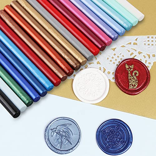 Hillylolly Bâton de Cire à Cacheter - 20 Pièces Pour Pistolet, Sceau, Lettre, Cartes, Invitations de Mariage, Bouteille de Vin, Paquet Cadeau, Décoration (7 x 100 mm)
