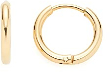 Leonardo Lilo Beauty's Earrings Stainless Steel 1 Pair Small Gold-Coloured Folding Hoop Earrings Simple Basic Hoop Earrings Fashion Jewellery for Women 022071, Eine Grösse, Stainless Steel, No
