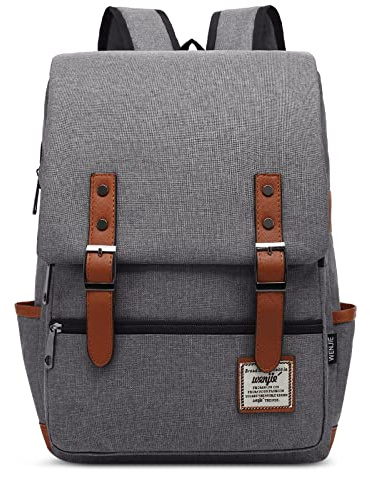 VARLIVOO Casual Herrryggsäck Dagsäck Kvinnor Knapsäck Passar 14 Laptop Skolryggsäck Business College Resependling Vattentät Polyester Ljusgrå