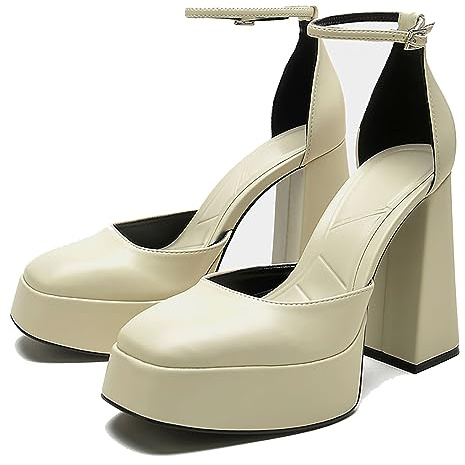 Zapatos de tacón Alto con Plataforma Gruesa y Punta Cerrada para Mujer