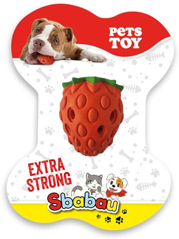 Sbabau, Gioco per Cani a Forma di Fragola - Morbido e Resistente, Rinforza i Denti, Interattivo e Indistruttibile - Giocattolo per Animali Domestici